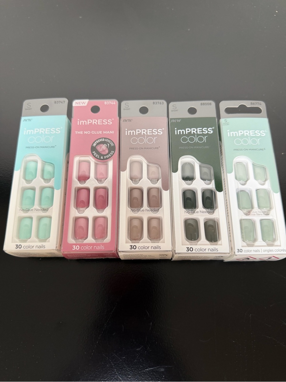 imPRESS Press-On Manicure Nails - Assorted Greens & Pinks - lot of 5 NEW